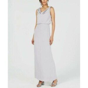 Adrianna Papell Lilac Cowl Neck Sleeveless Maxi Dress With Shoulder Ties & Back